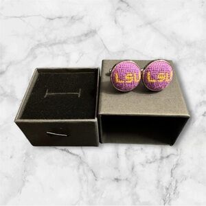 Needlepoint cufflinks - LSU